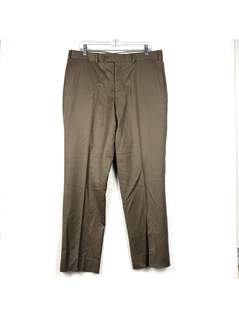 Brooks Brothers Regent Fit Mens 36x32 Brown Merino Wool Dress Pants Flat Front